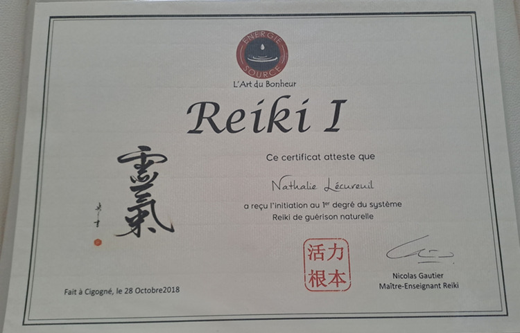 Diplôme Reiki niveau 1