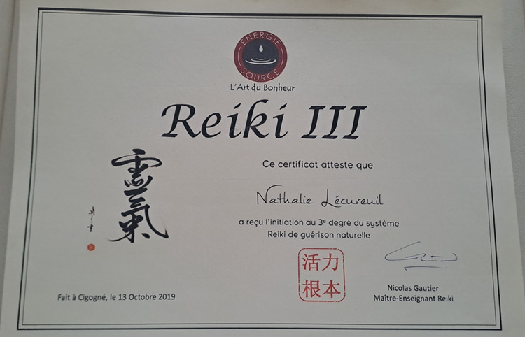 Diplôme Reiki niveau 3